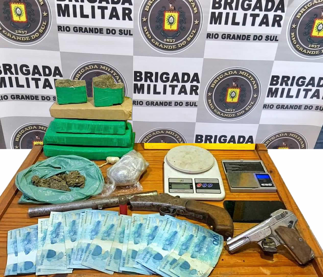 Brigada Militar prende mulher com 3,8kg de maconha e duas armas em Canela