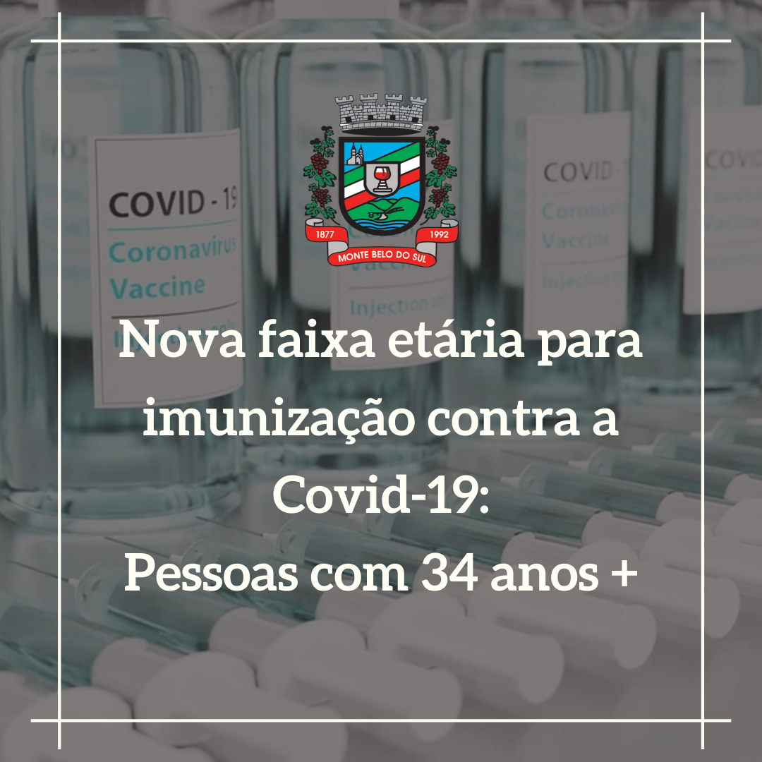 Monte Belo vacina contra Covid-19 pessoas acima de 34 anos