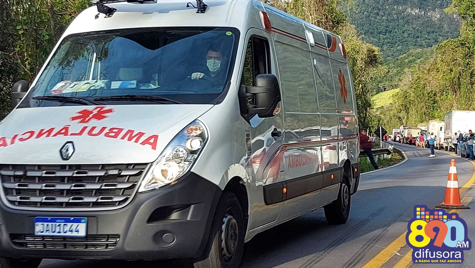 Motociclista fica ferido em acidente na BR-470, Serra das Antas, em Bento