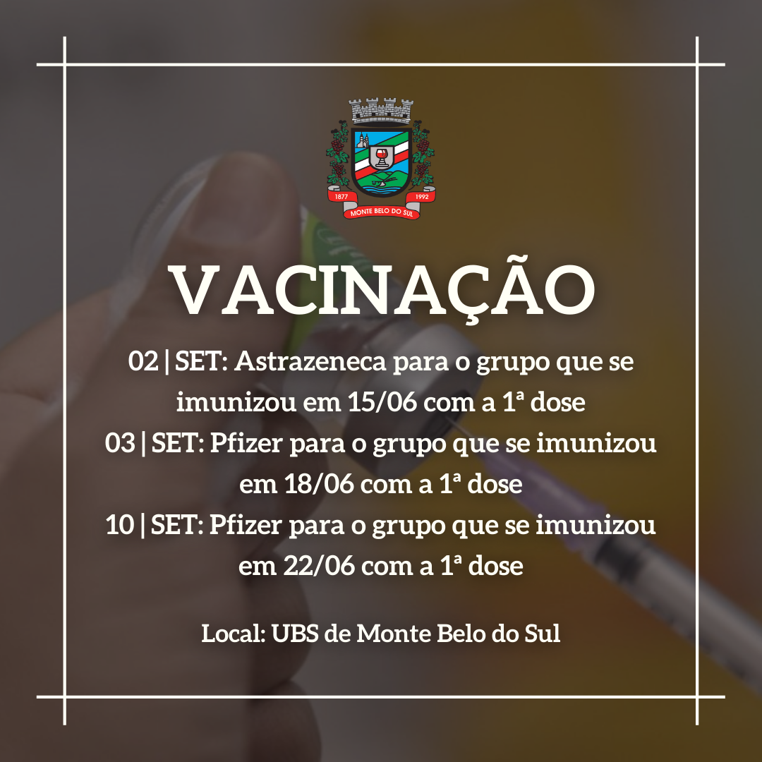 Monte Belo aplica 2ª dose da vacina com cronograma definido a partir desta quinta