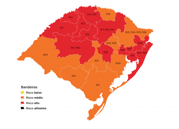 Aumenta número de regiões em bandeira vermelha no mapa preliminar da 40ª rodada