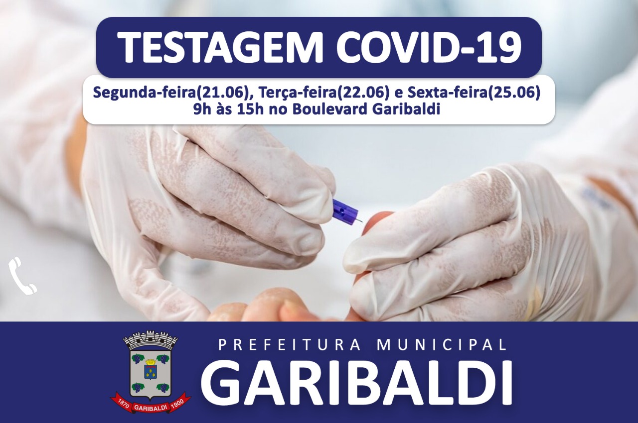 Garibaldi oferece testagem gratuita para identificar a circulação da covid-19