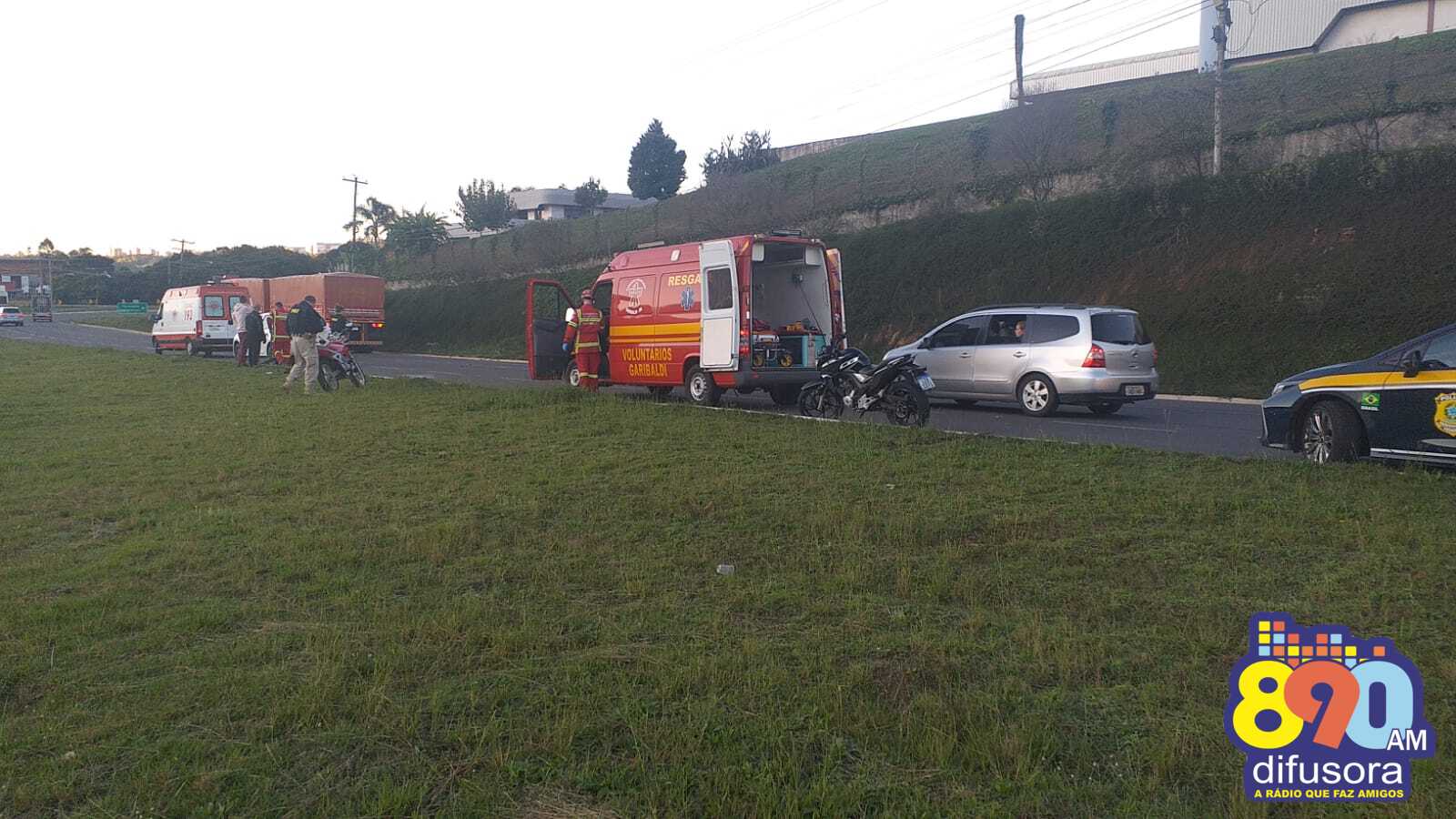 Motociclista fica ferido em acidente no Trevo da Telasul, em Garibaldi