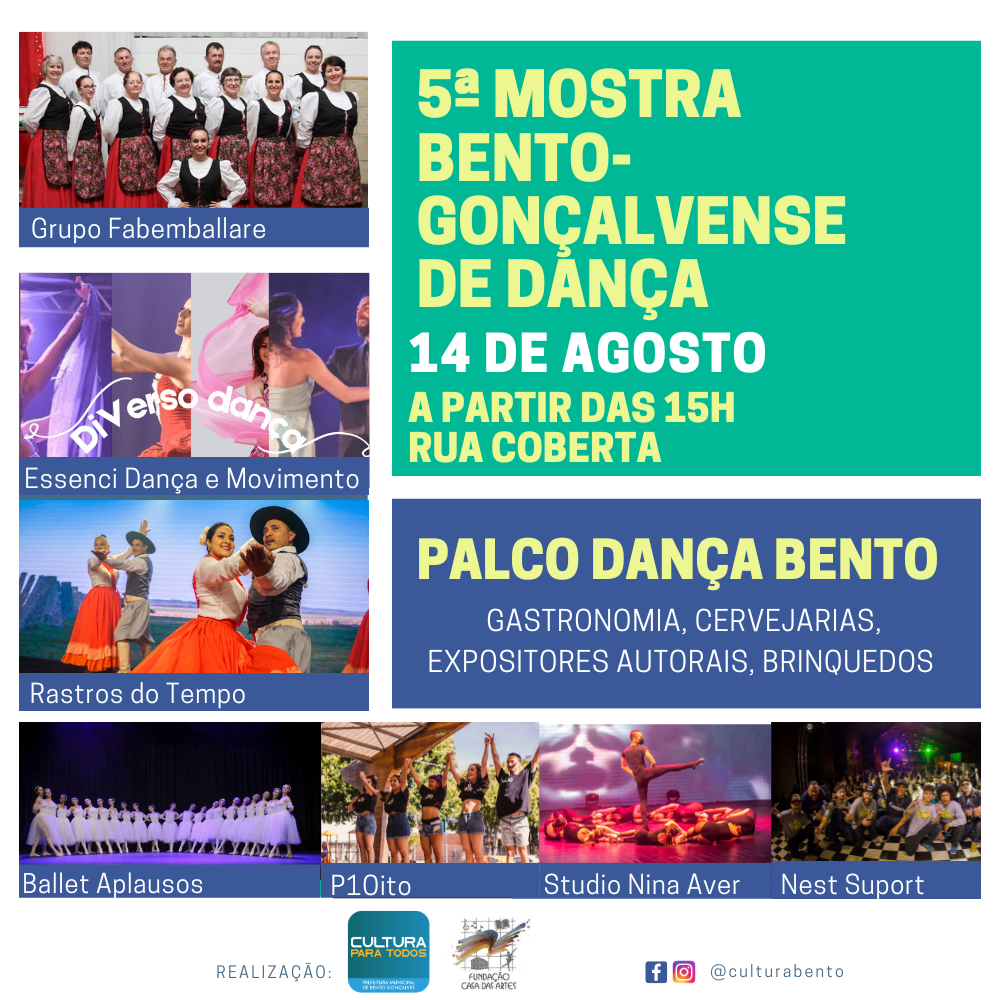 Palco Dança Bento reunirá diversas atrações na Rua Coberta