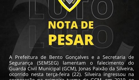 Prefeitura lamenta falecimento de Jonas Paixão da Silveira, Guarda Civil Municipal de Bento Gonçalves