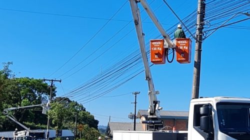 Secretaria de Mobilidade Urbana realiza segunda etapa de remoção de fios inutilizados na Avenida São Roque, em Bento