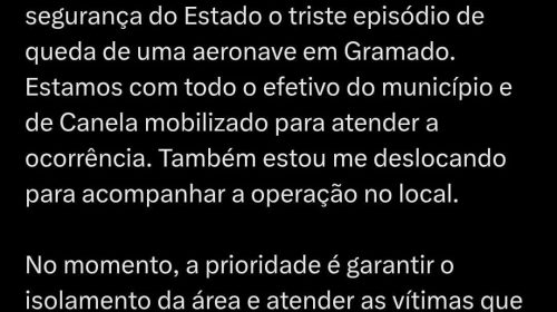 Nota oficial do Governo do Estado do Rio Grande do Sul