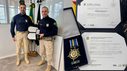 Policial Rodoviário Federal de Bento recebe Medalha de bravura por atuação em meio à crise climática de 2024