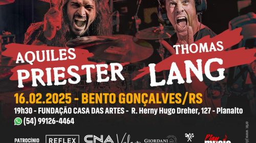 Bateristas Aquiles Priester e Thomas Lang se apresentam em Bento Gonçalves em 2025