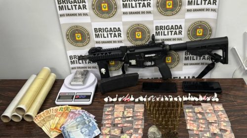 Brigada Militar prende casal e apreende fuzil, drogas e munições, em Lagoa Vermelha