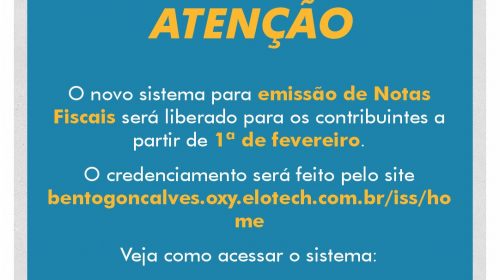 Prefeitura de Bento informa sobre liberação do sistema para contribuintes emissores de Nota Fiscal