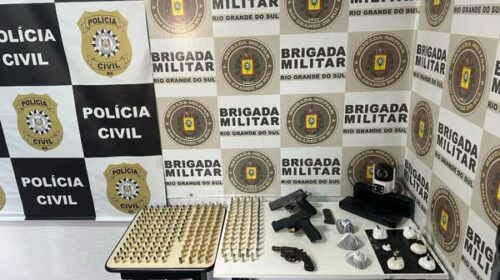 BRIGADA MILITAR PRENDE DOIS HOMENS POR TRÁFICO DE DROGAS, RECEPTAÇÃO E POSSE ILEGAL DE ARMA DE FOGO DE USO RESTRITO, EM SERAFINA CORRÊA