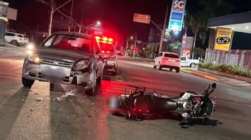 ACIDENTE ENTRE CARRO E MOTO DEIXA DOIS FERIDOS NO VILA NOVA, EM BENTO GONÇALVES