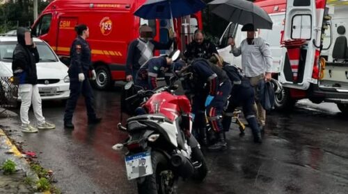 MOTOCICLISTA FICA FERIDO EM ACIDENTE NO BOTAFOGO, EM BENTO GONÇALVES