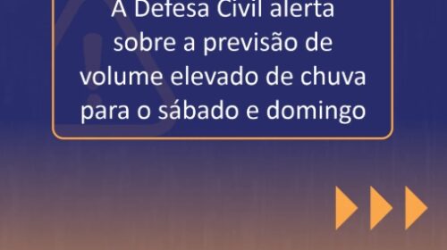 Defesa Civil alerta para forte chuva no fim de semana