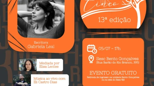 Sesc Bento Gonçalves promove Sarau das Cinco com Gabriela Leal