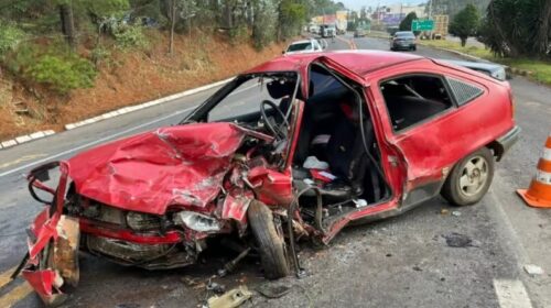 Colisão frontal deixa um morto e quatro feridos na BR-470, em Nova Prata