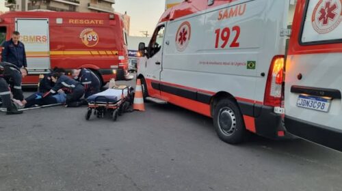 MOTOCICLISTA FICA FERIDA EM ACIDENTE NO JUVENTUDE DA ENOLOGIA, EM BENTO GONÇALVES