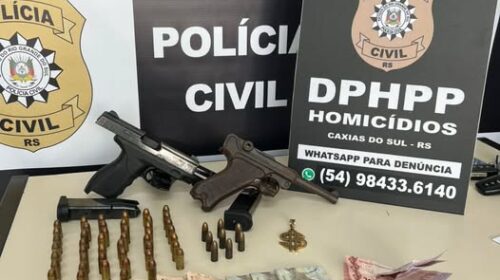 INVESTIGAÇÃO DE HOMICÍDIO RESULTA EM PRISÃO DE DOIS HOMENS E APREENSÃO DE DUAS PISTOLAS, EM CAXIAS DO SUL