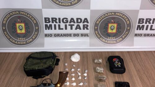 Brigada Militar prende dupla por porte ilegal de arma de fogo e tráfico de drogas em Garibaldi