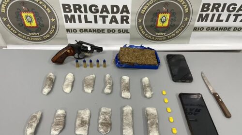 BRIGADA MILITAR PRENDE DOIS HOMENS POR TRÁFICO DE DROGAS E POSSE IRREGULAR DE ARMA DE FOGO EM NOVA PRATA