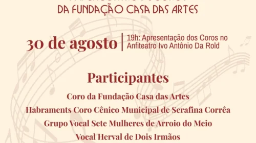 XVI Encontro de Coros da Fundação Casa das Artes marcado para dia 30 de agosto