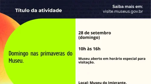 Primavera dos Museus: neste domingo, Museu do Imigrante, em Bento, está aberto para visitação das 10h às 16h