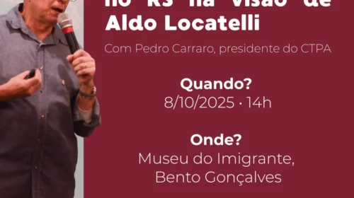 Museu do Imigrante, em Bento, recebe a palestra “A imigração italiana no RS na visão de Aldo Locatelli”